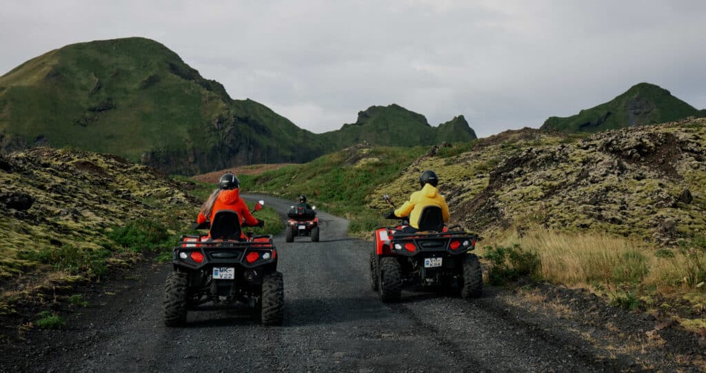 Guests riding ATVs in Iceland